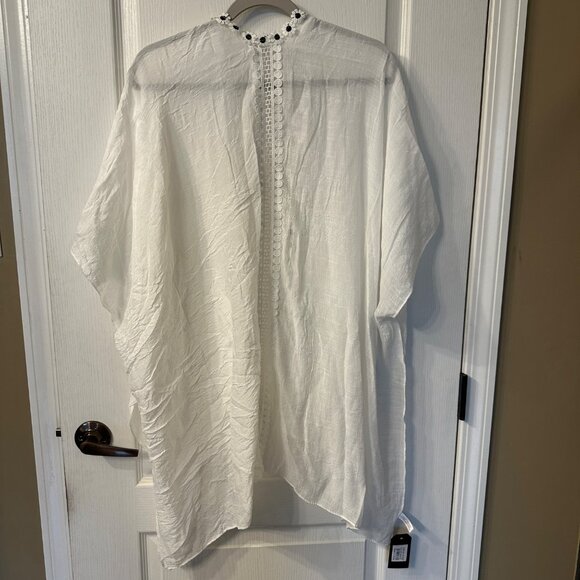 Janice Apparel NWT White Crochet Embroidered Daisy Flower Kimono Cover Up Viscos - Picture 5 of 8